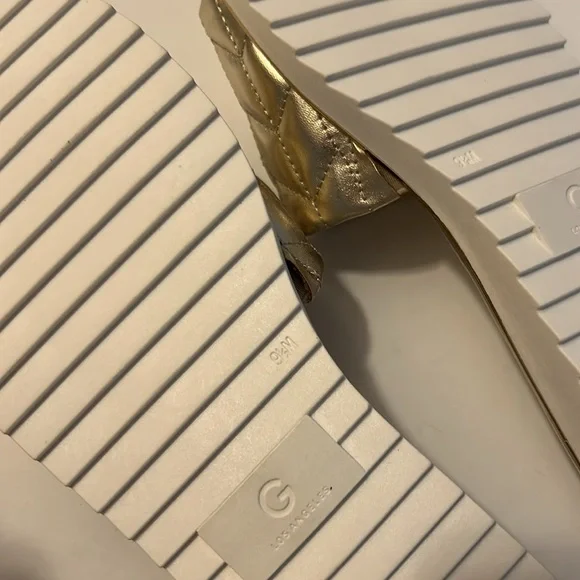 GBG Los Angeles Metallic Gold Quilted Sandals - Picture 11 of 16